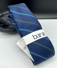 Bar III Men's Silk Poly Blend Tie Blue Montrose Stripe NEW MSRP 55.