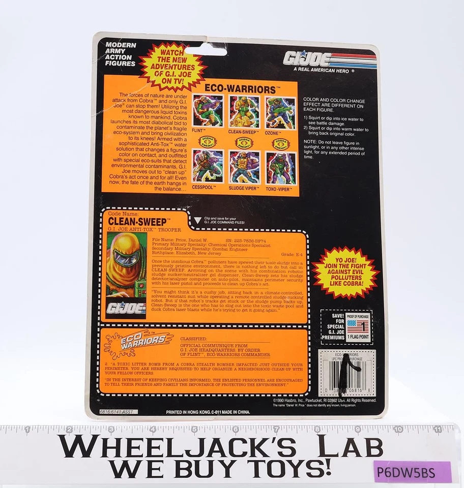 Figura de acción de colección Hasbro Clean-Sweep GI Joe Eco Warriors 1990 MOSC SELLADA NUEVA Foto 2 de 4