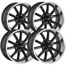 Set Of 4 Staggered Ridler 650 17x717x8 5x4.75 0mm Matte Black Wheels Rims