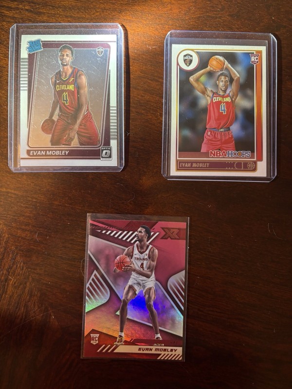 Evan Mobley 2021-2022 3 Card Rookie Lot, XR, Hoops, Optic