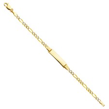 SOLID 14k Yellow Gold 080 Figaro 3 1 WP Baby ID Bracelet 6" Womens 3.19g
