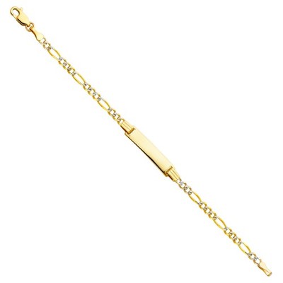 Massives 14k Gelbgold 080 Figaro 3+1 WP Baby ID Armband 6'' Damen 3,19g