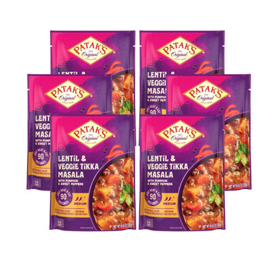 Patak's Lentil Veggie Tikka Masala Indian Curry Medium 10.05oz 6 Pack