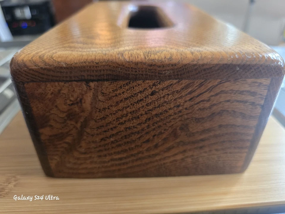 Vintage Oak Wood Tissue Box Dispenser Rectangle Retro Fits 10”x5” Kleenex Holder - Image 3 of 4