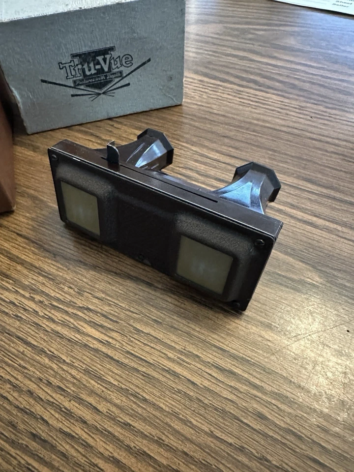 Tru-Vue Two Viewers with 60 Film Slides 1 Inlaid Wood Box and Original Box - Image 2 of 4