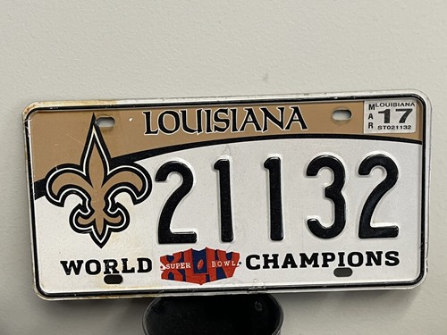 Louisiana Specialty License Plate New Orleans Saints World Champions Super Bowl