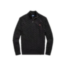 POLO RALPH LAUREN Men 1/4 Zip Cable Knit Sweater Black Red Pony Size 2XLT NWT