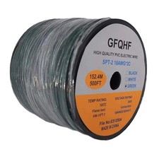 500FT Green SPT-2 Zip Cord Wire 18/2 Extension Electrical Cable, UL Listed 18...