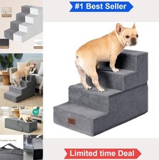 Dog Stairs 18 Inch High 4 Step Foam Pet Steps for Bed Sofa Removable Washable