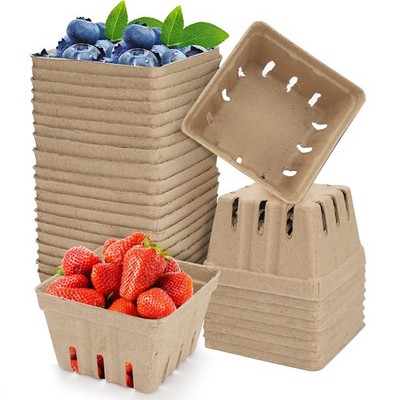 20 PCS Small Natural Pulp Fiber Berry Baskets Paper Fresh Produce Box Tray