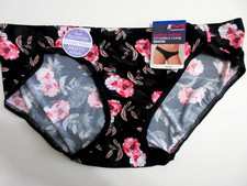Maidenform BIKINI panties Barely There invisible Black pink floral Nylon  XL/8