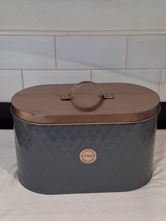 Typhoon Bread Bin grey coated steel with Copper colour Lid