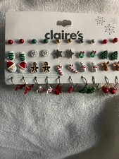 2 New Sets of Claire's 20 Pairs Christmas  Holiday Pierced Earrings For Women