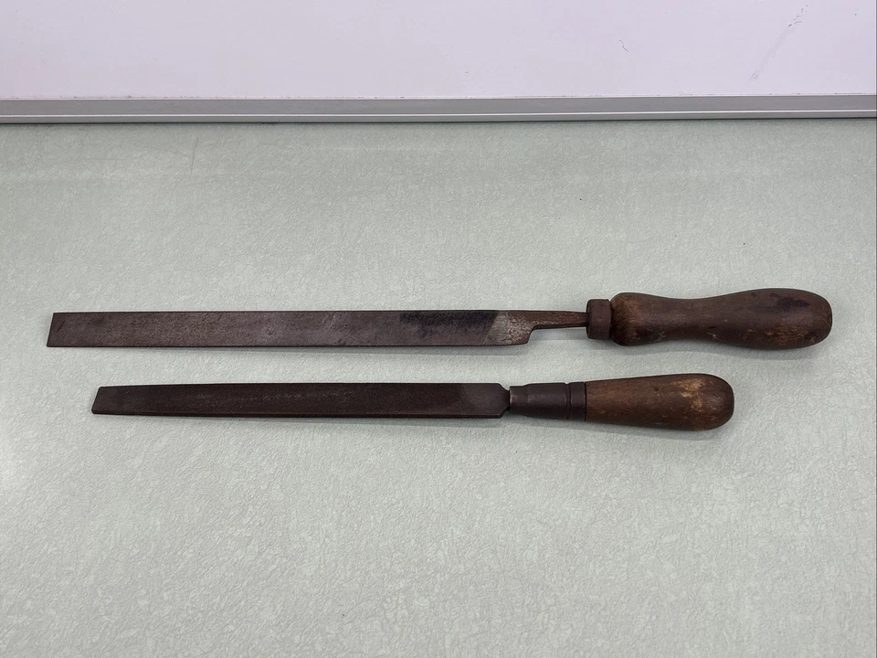 Vintage Hand File Lot Craftsman & Atkins Single Cut Wooden Handle USA Tools - Image 2 of 4