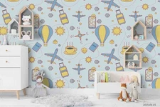 3D Trave Elements Dash Pattern Self-adhesive Removeable Wallpaper Wall Mural