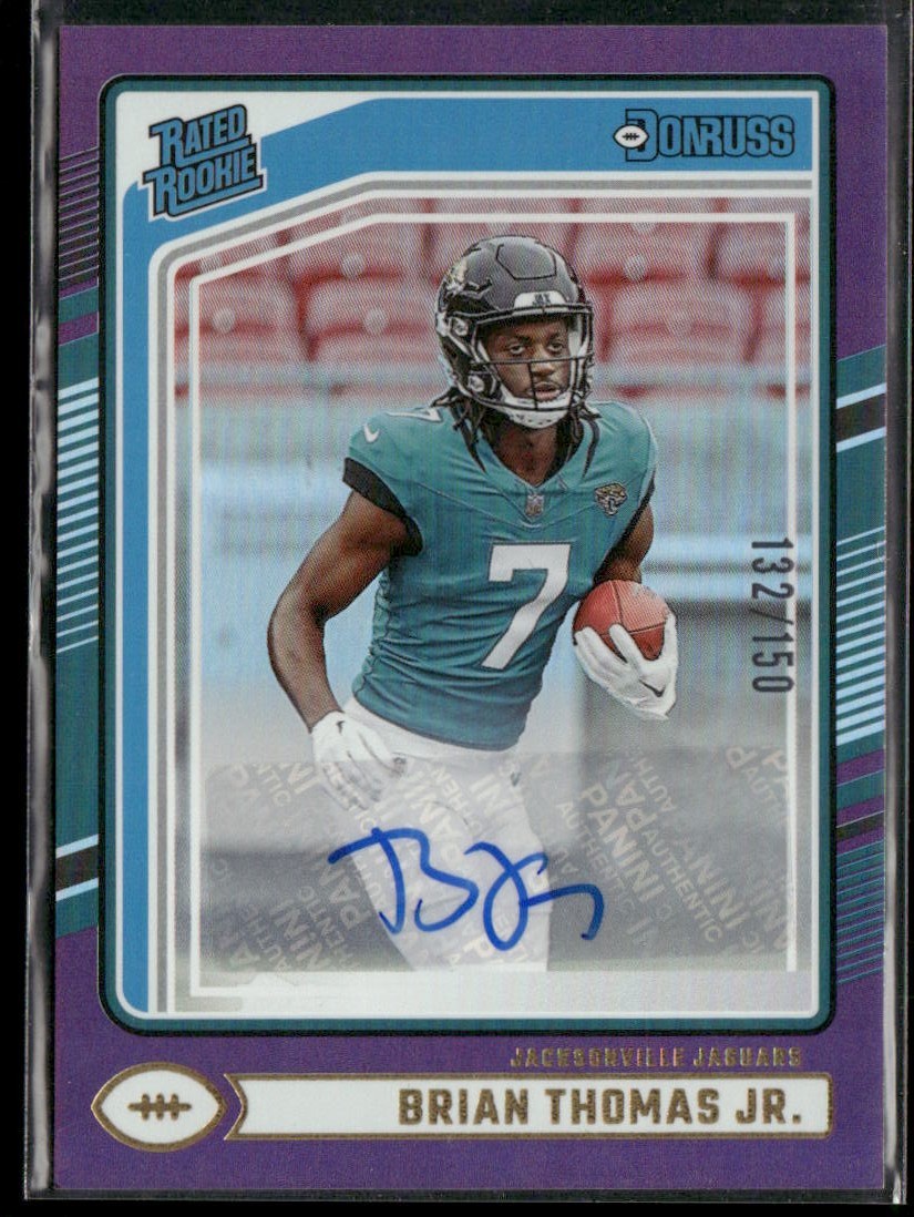 2024 Panini Donruss Rated Rookie Brian Thomas Jr. Auto Optic Preview Purple /150