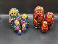 2 Small Hand Painted Russian Nesting Dolls/Matryoshkas