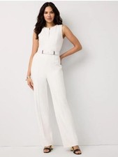 NWT White House Black Market WHBM Knit Crepe Zip-Front Jumpsuit