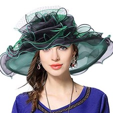 Women's Church Derby Dress Fascinator Bridal Cap British Tea Two-tone-green