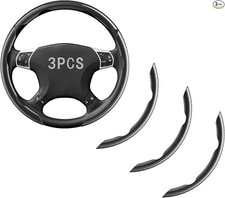 Steering Wheel Covers, 3PCs Carbon Fiber Anti-Skid Clip on Car Steering BLACK