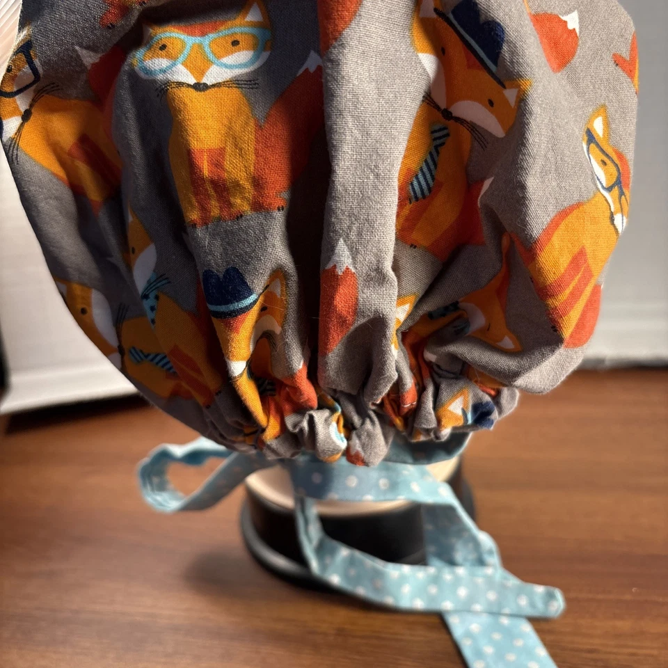 Colorful Fox OR Cap With Elastic &tie To Secure - Image 4 of 4