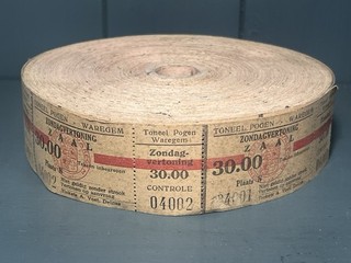 Unused Vintage Ticket Roll Toneel Pogen Theatre Waregem Belgium 30F Sunday Show