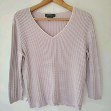 Lauren Ralph Lauren V-Neck Cable Knit Sweater Sz L Pastel Preppy Tennis Vintage