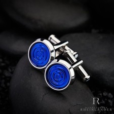 Montblanc Mens Accessories Cufflinks Stainless Steel Blue Raindrop ID 116655 OVP