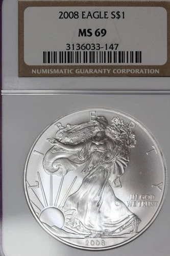 2008 NGC MS69 AMERICAN SILVER EAGLE #B51922