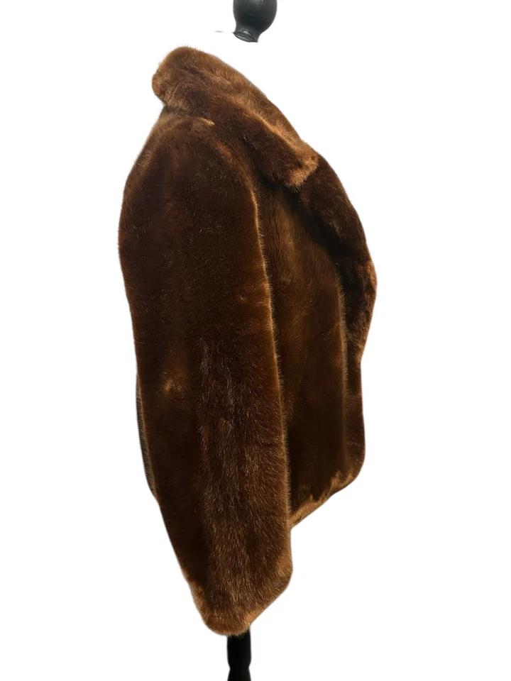 Chaqueta corta de piel sintética castaño talla pequeña Foto 4 de 4