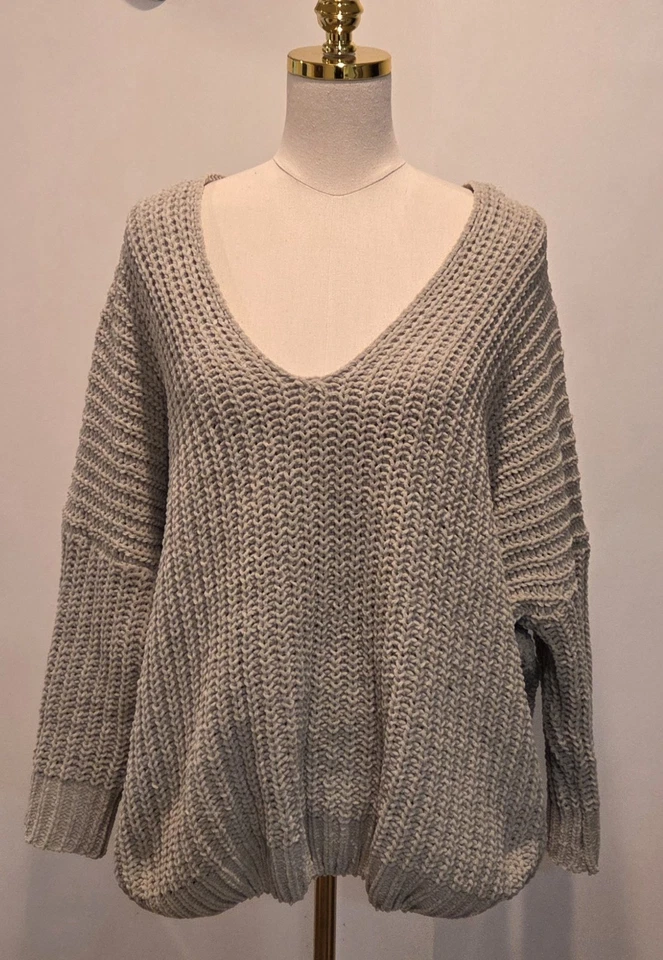 Suéter POL de gran tamaño cuadrado grueso tejido para mujer grande verde salvia manga 1/2 boho