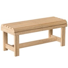 Outsunny Wooden Garden Bench, 2 Seater Slatted Outdoor Bench, Natural Wood