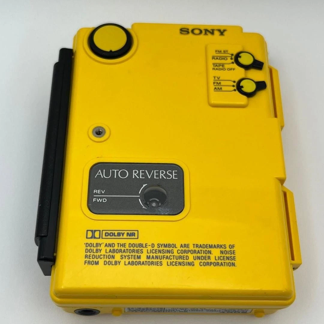 Sony Walkman WM-F107 Yellow Cassette Player TV Sound Function Junk