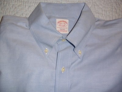 Brooks Brothers Pin Point Oxford Non-Iron Regular Fit Blue Shirt 16.5 X 36