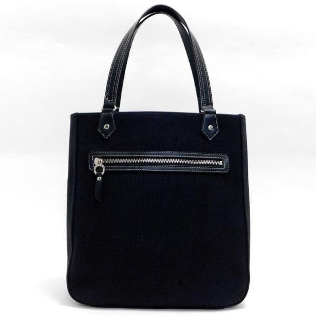 Burberry Blue Label Tote Bag Black Canvas Leather Handbag Made in Japan New thumbnail 3