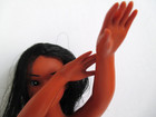VTG 70's/80's Hawaiian Hula Girl Doll Tiki Souvenir Dancing Doll Red Bra Sarong — photo 8