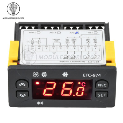 DC12V 24V AC110/220V ETC-974 LCD Digital Temperature Controller Smart Thermostat