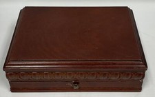 Vintage Antique Dresser Full Wooden Plush Lined Jewelry Box with Drawer Mirror