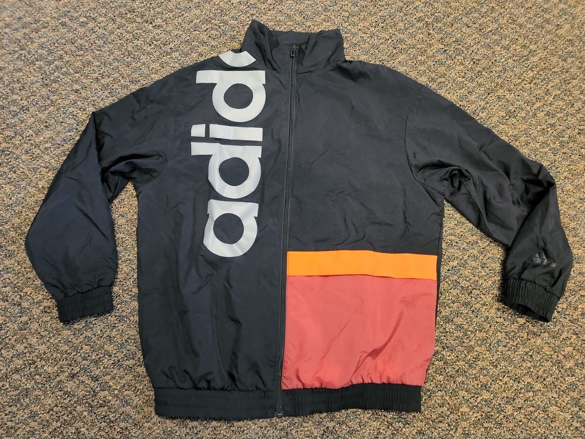 Adidas Big Letters Spell Out Polyester Black Track Jacket Mens L