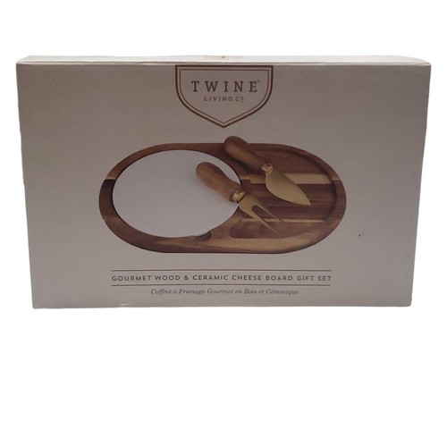 Twine Living Co. Gourmet Wood & Ceramic Cheese Board Gift Set New - Picture 2 of 5