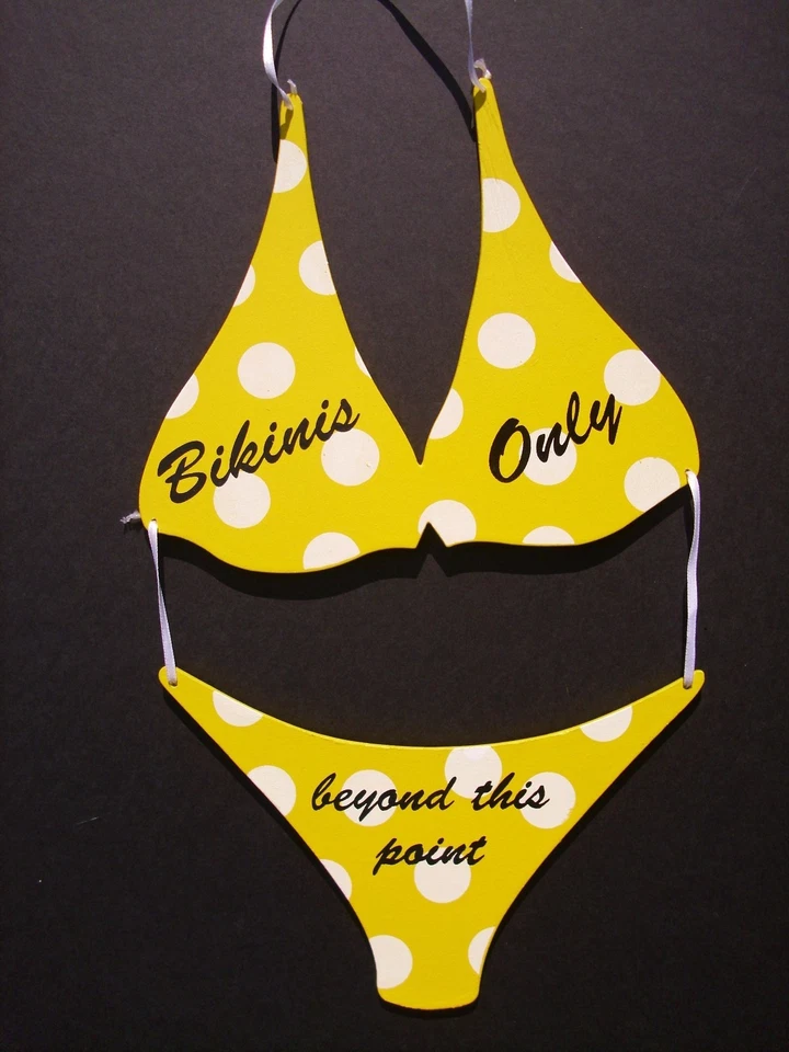 SOLO BIKINIS Letrero de Madera Playa Mar Tiki Bar Piscina Tropical Paraíso Decoración del Hogar Foto 2 de 4