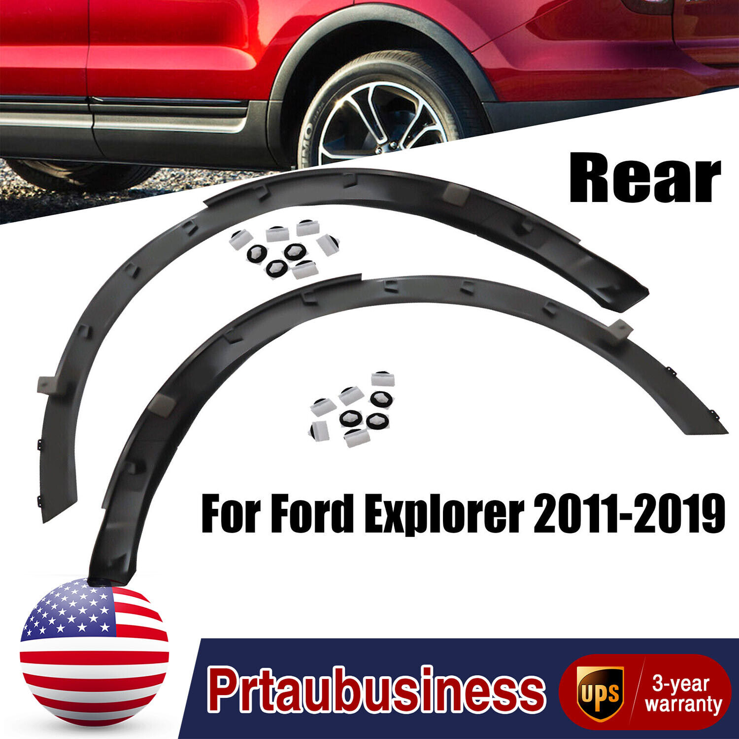 Rear Left&Right Fender Flare Wheel Well Arch Molding For Ford Explorer 2011-2015
