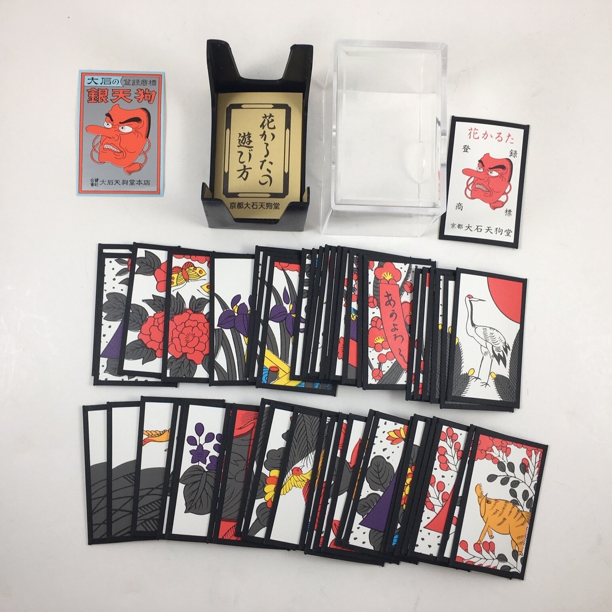 Japanese Hanafuda Gin Tengu Deck of 48 Flower Game Cards Set, Made