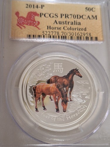 AUSTRALIA 2014 YEAR OF HORSE PR DEEP CAMEO 70 by PCGS 1/2 OZ SILVER - Picture 8 of 9