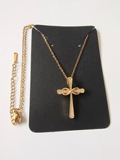 14k Gold Cubic Zirconia Cross Crucifix Infinity Pendant Necklace Christian Gift