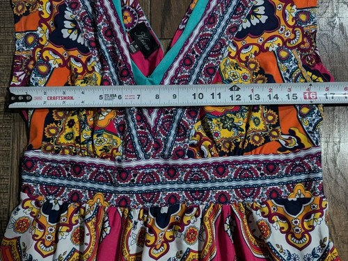 Kiara Women's Bright Colorful Paisley Bohemian Summer Beach Cover Up Size Med - Picture 9 of 17