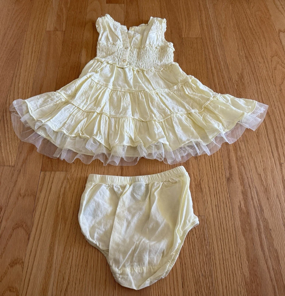 Guess Baby Girls Dress Size 24M Yellow Floral Lace Easter Summer Dress - Изображение 2 из 4