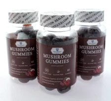 3-Pk / Nature's Rhythm MUSHROOM GUMMIES w/Reishi + Lion's Mane 420mg+ - 60ct Ea.