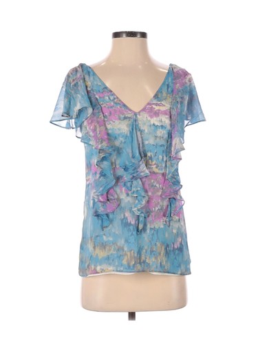 Banana Republic Women Blue Short Sleeve Silk Top X