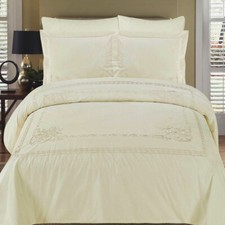 Luxury Athena Ivory Embroidered Duvet Cover Set 100 Pure Cotton Ultra Soft